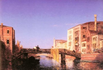  bois - Le Pont De Bois à Venise Barbizon Félix Ziem Bateaux